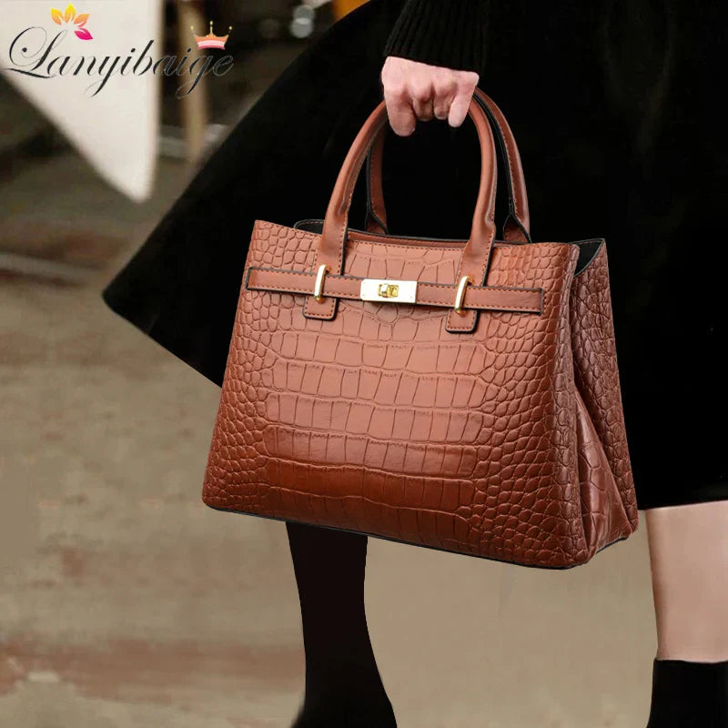 Cartera tote rayada cocodrilo