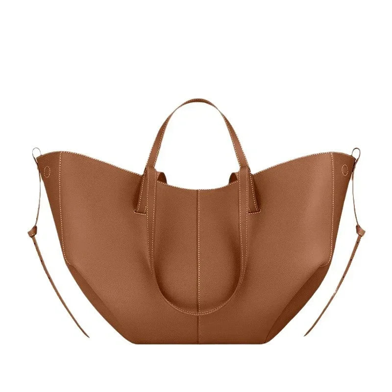 Cartera tote de cuero vacuno con agarradera